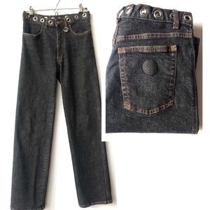 MOSCHINO Retro Peace High Rise Wide Leg Jeans